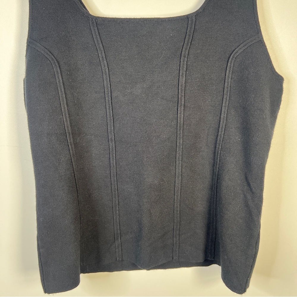 Marled Thick Knit Black Tank Top Women’s Size Large Minimalist Capsule Wardrobe - Picture 2 of 6